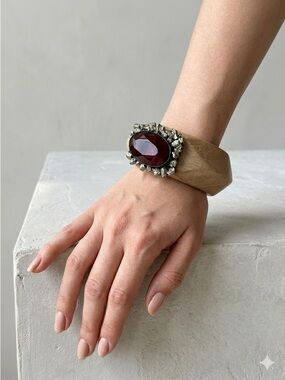 Marni Wood, Resin & Pyrite Chunky Architectural Bangle Bracelet